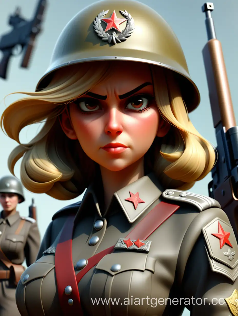 Epic-8K-RPG-Style-Illustration-Gun-Waifu-in-WW2-Soviet-Military-Uniform