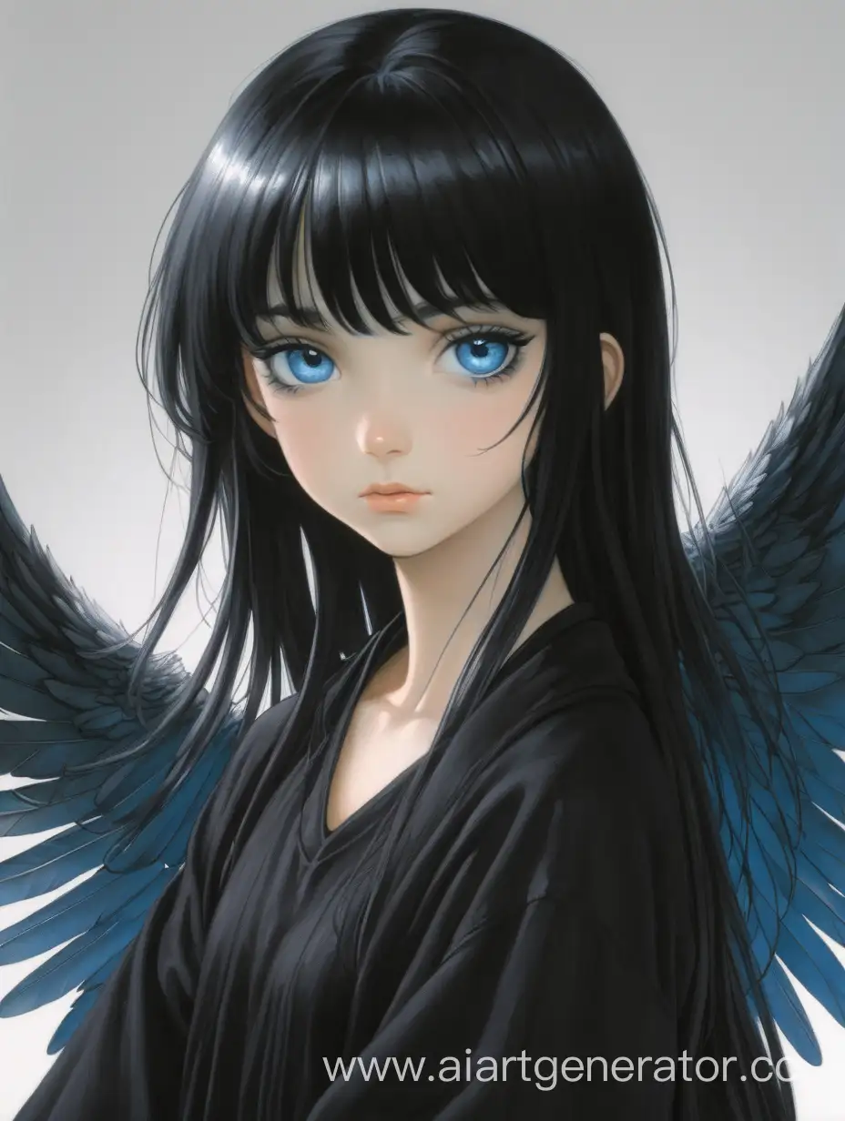 Enchanting-BlackHaired-Angel-with-Blue-Eyes