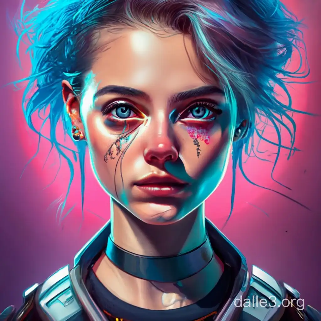 Hyper realistic girl in cyberpunk style