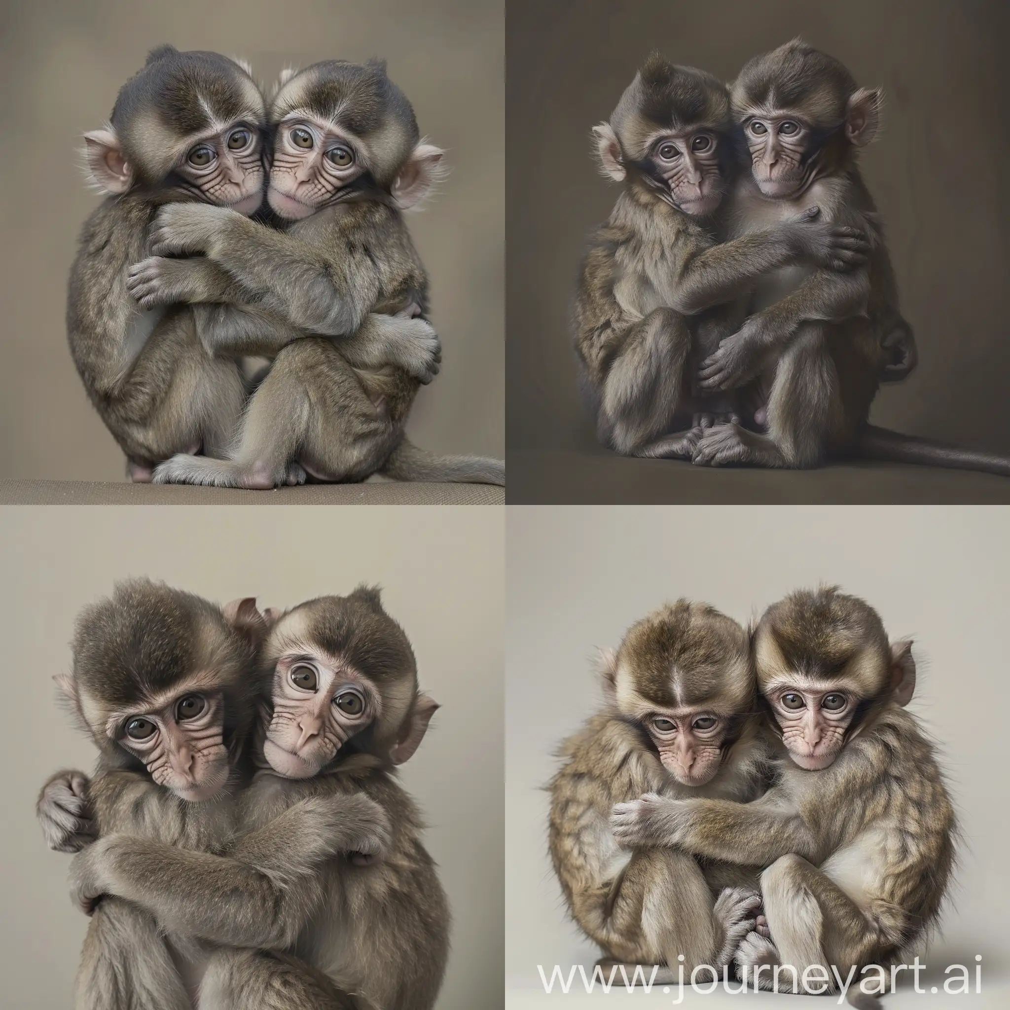 Cute-Baby-Macaques-Cuddling-in-Natural-Tones