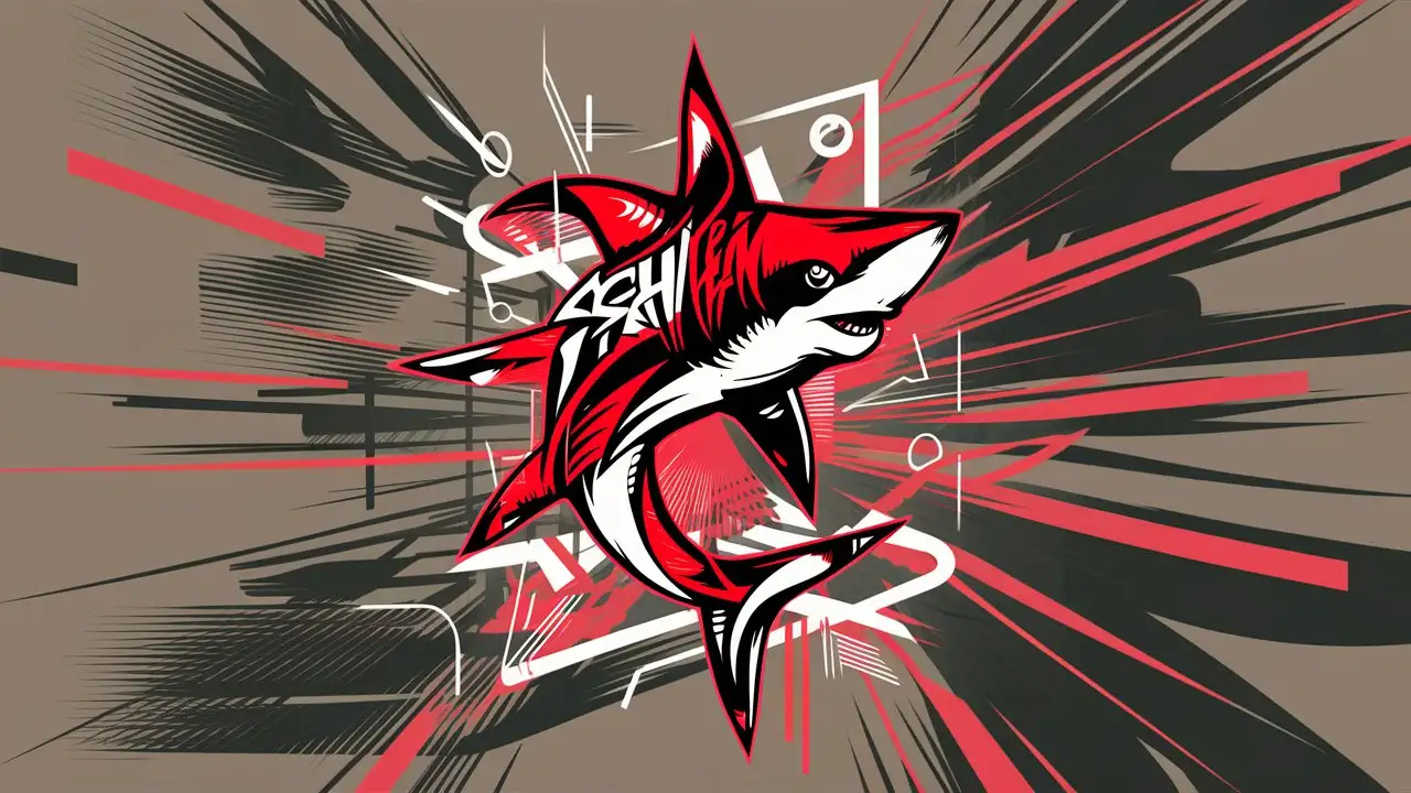 Graffiti Shark in Abstract Expressionism Vector Art