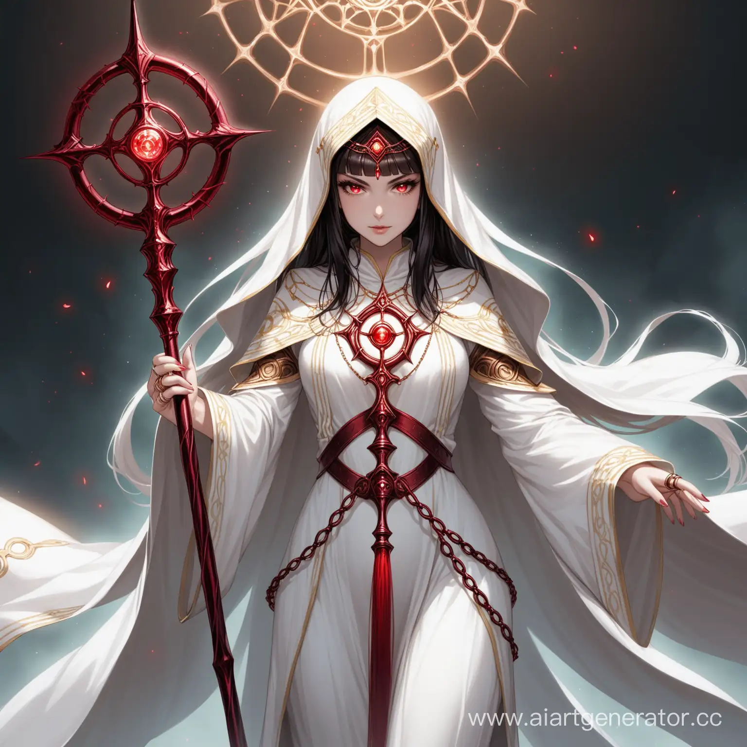 CrimsonEyed-Priestess-with-Iron-Staff-Mystical-White-Robed-Figure