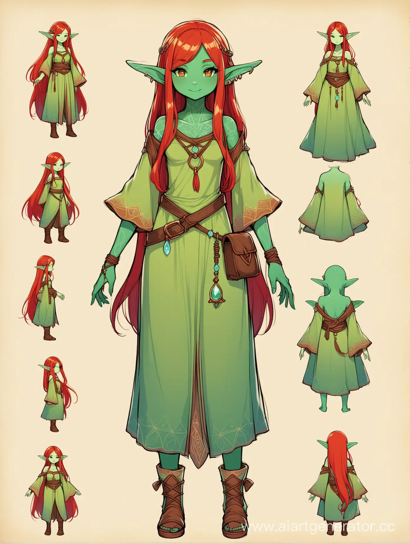 Enchanting-Sea-Elf-Alchemist-Girl-with-Red-Hair-in-Hippie-Clothing