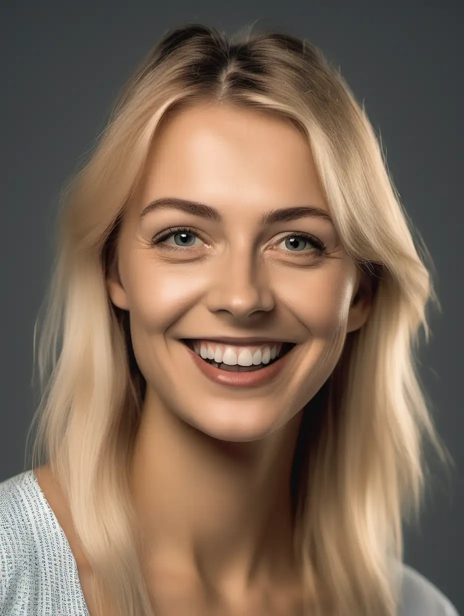 german 30 years old lady ID picture, smiling in 2023