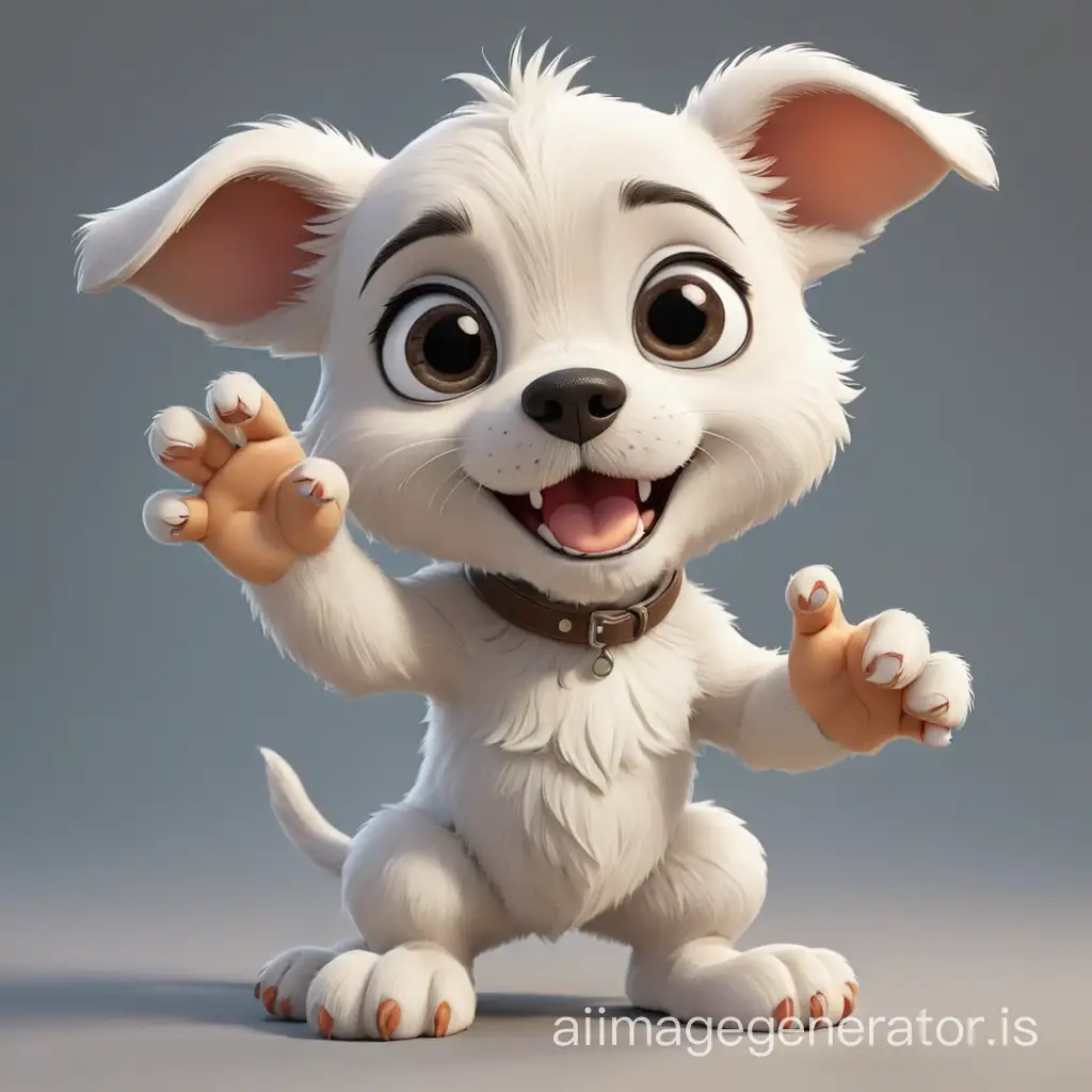 Cartoon bipedal puppy with fingers character