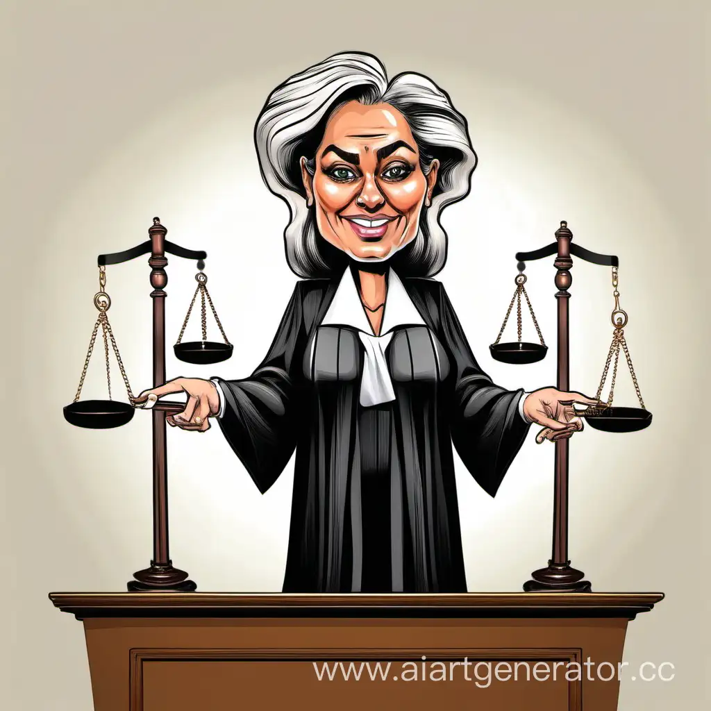 Caricature-of-a-Female-Judge-in-a-Courtroom-Setting