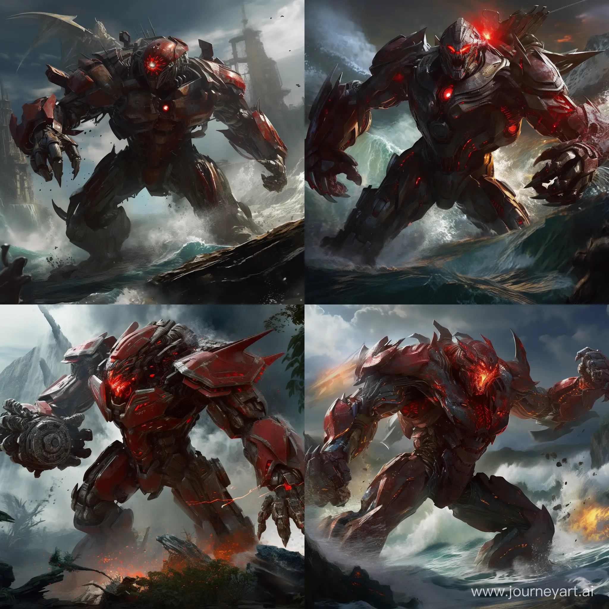 the Crimson Typhoon robot in pacific rim fighting against KingKong