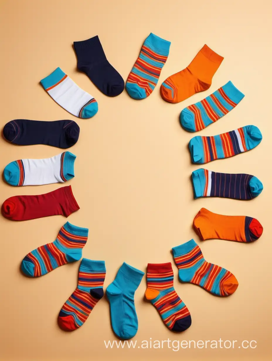 Colorful-Circle-Formation-Playful-Display-of-Childrens-Socks