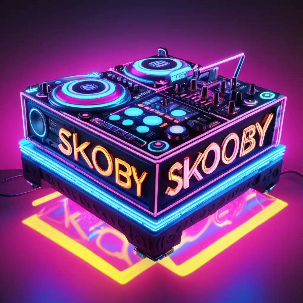 DJ”SKOOBY “, neon  word form

