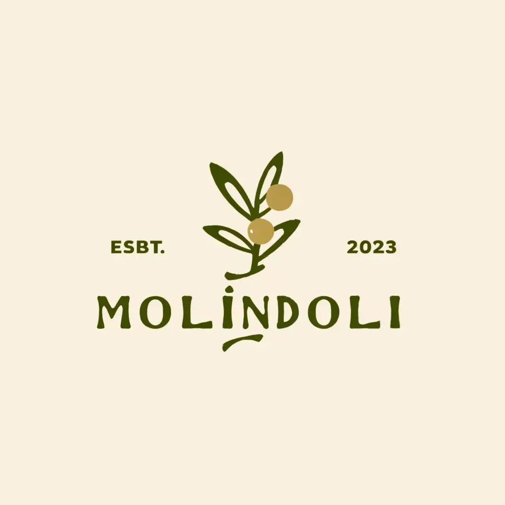 a logo design,with the text "molindoli", main symbol:provence luxury products white background green olive,Moderate,be used in Restaurant industry,clear background