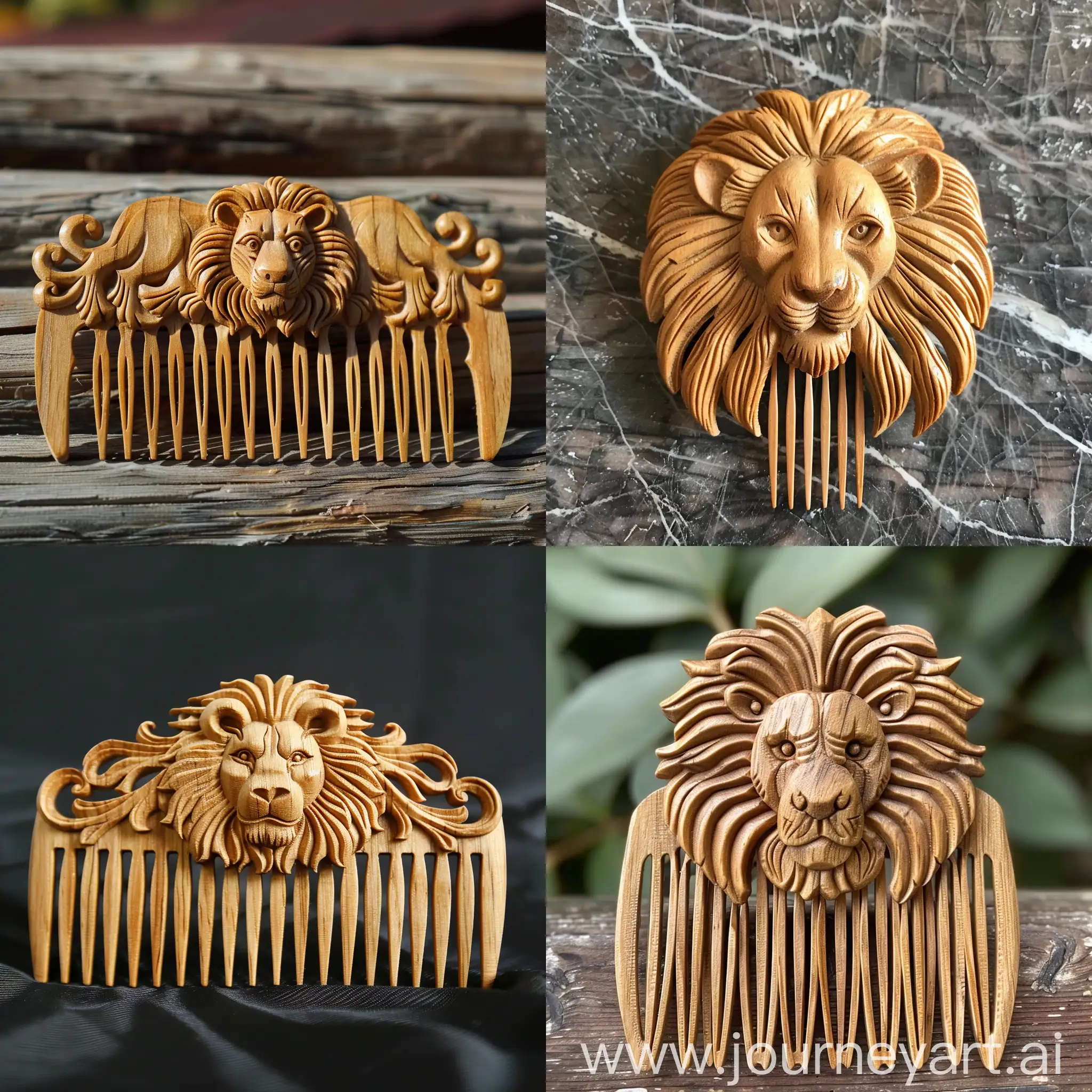 Kind-Lion-Wooden-Hair-Comb-Artwork