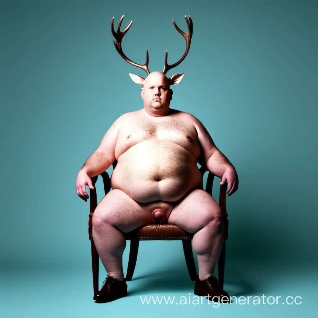 Charming-Overweight-Deer-Relaxing-on-a-Chair