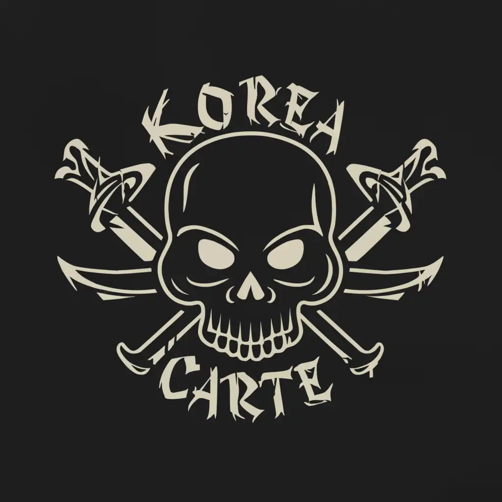 a logo design,with the text "Korea Cartel", main symbol:Skull black color,Moderate,clear background