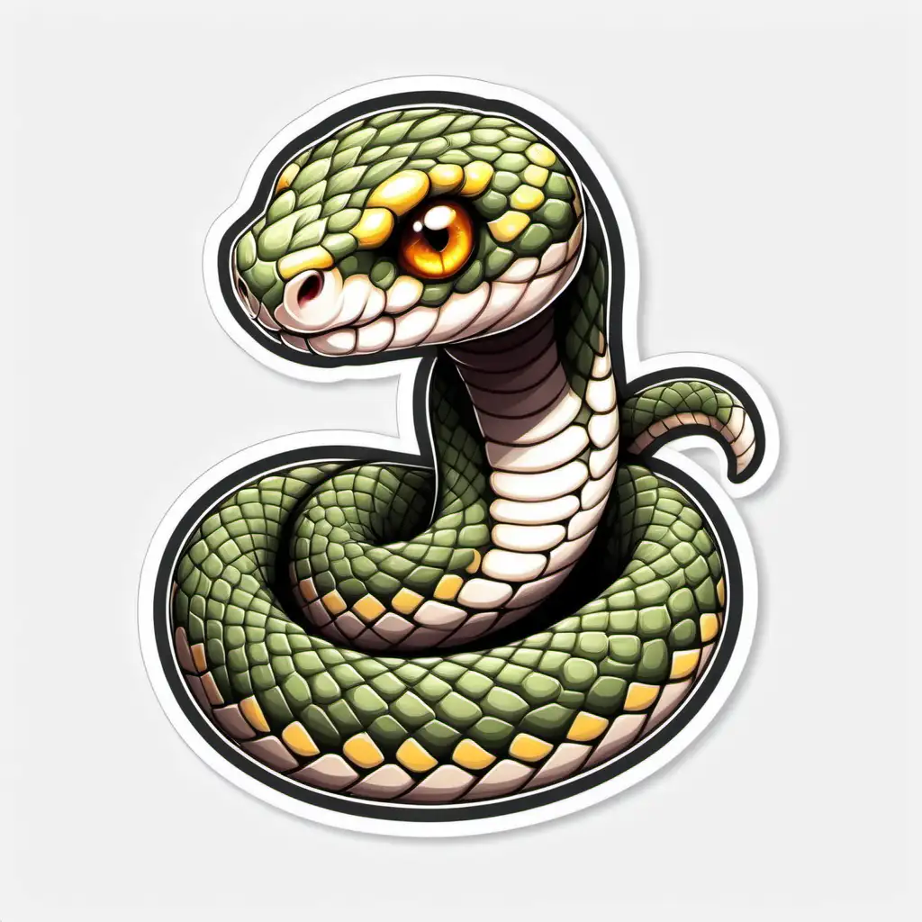 Adorable StickerStyle Baby Snake on White Background