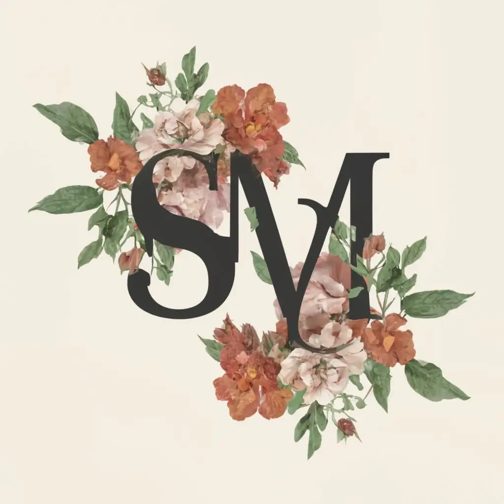 logo, flowers, with the text "sm flowers", typography