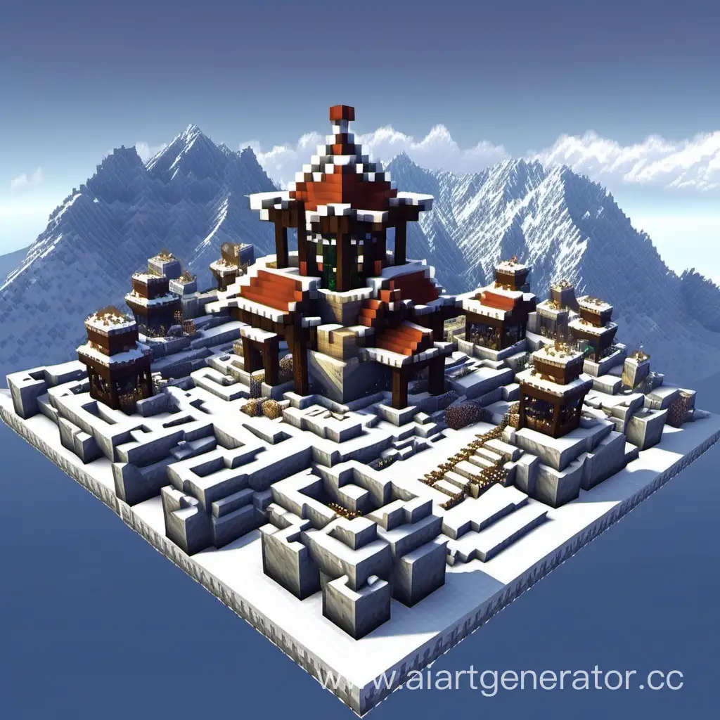 Minecraft-Base-Surrounded-by-Snowy-Mountains-in-DotA-Style