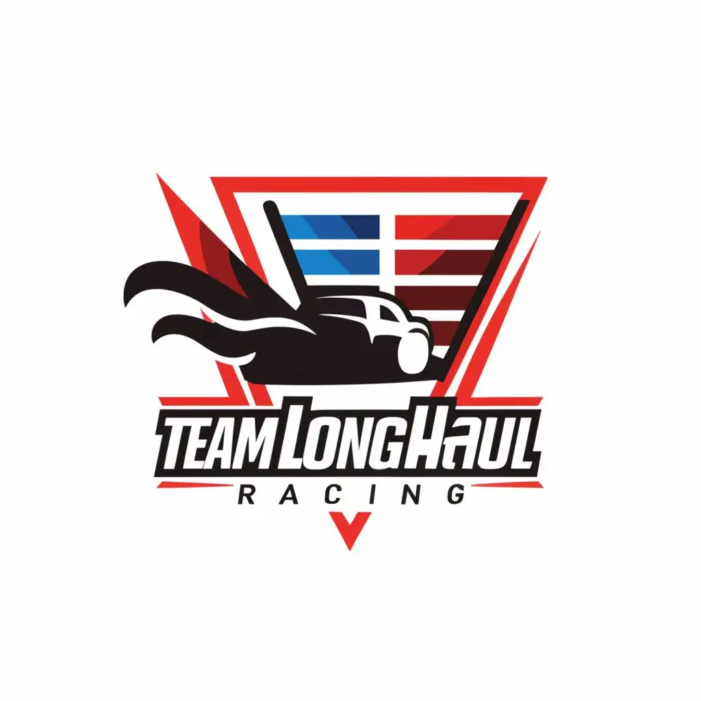 a logo design,with the text "Team Long Haul Racing", main symbol:Rectangle, Flag, race,Minimalistic,be used in Automotive industry,clear background