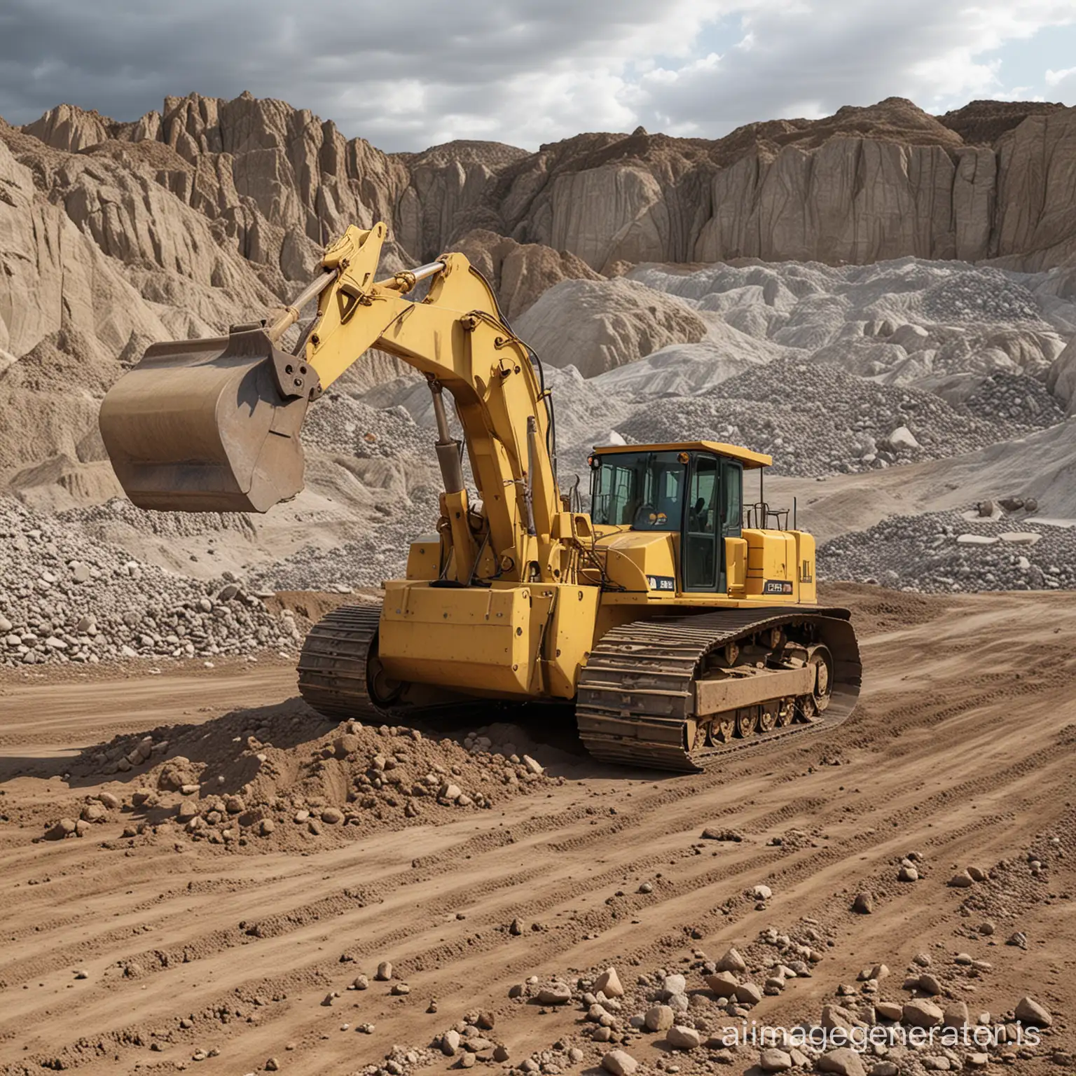 Quarry-Bulldozer-at-Sunset-with-Balanced-Lighting