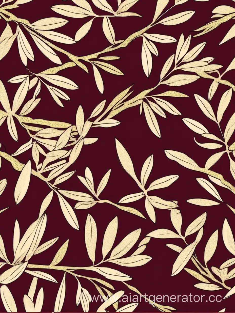 Botanical-Ukiyoe-Seamless-Pattern-on-Dark-Maroon-Background