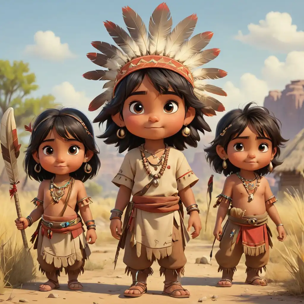 Indiáni, roztomilé dětské postavy
