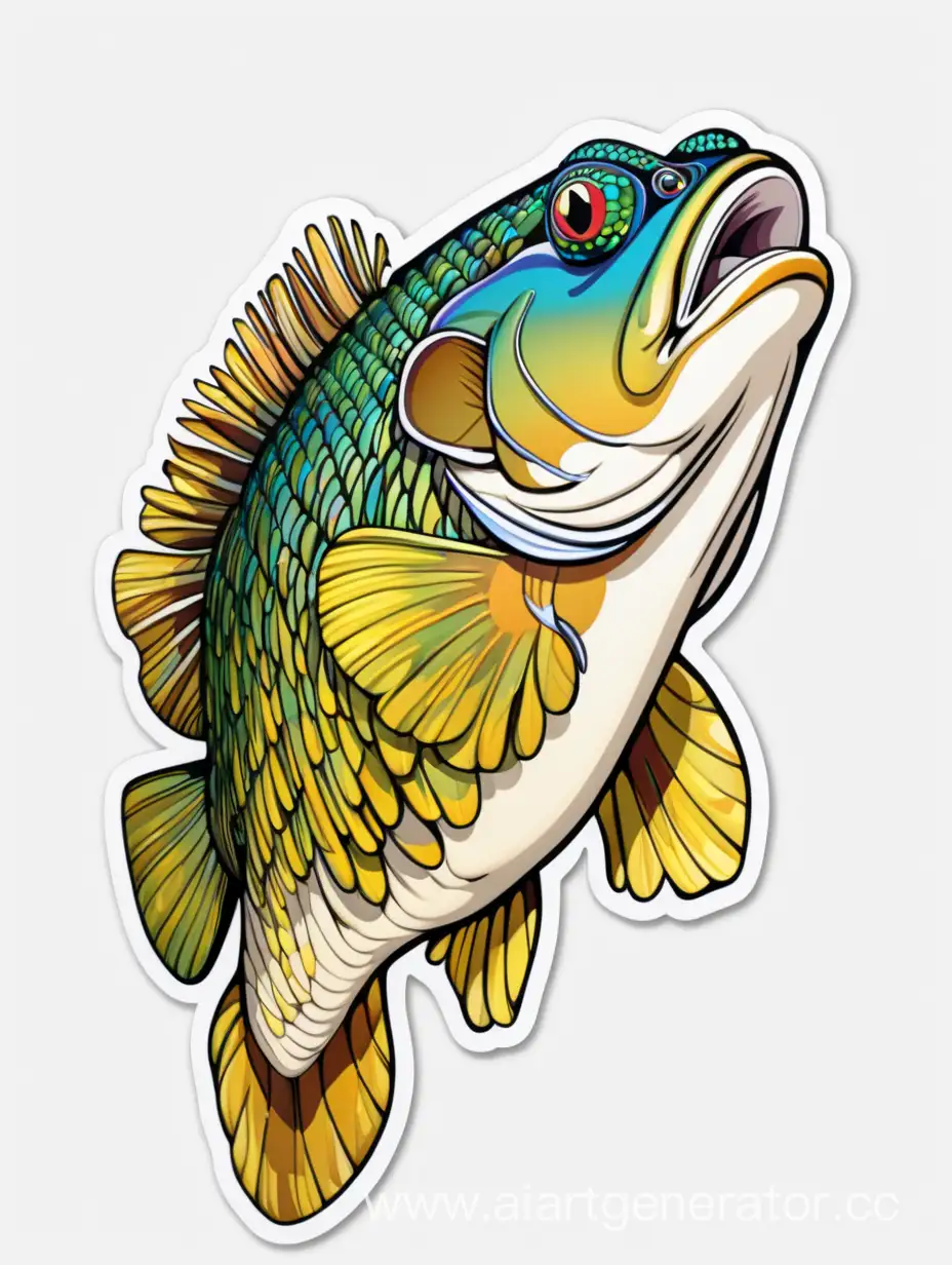 Peacock bass, masterpiece illustration, swimming, hiperdetailed, 4k, white background, sticker