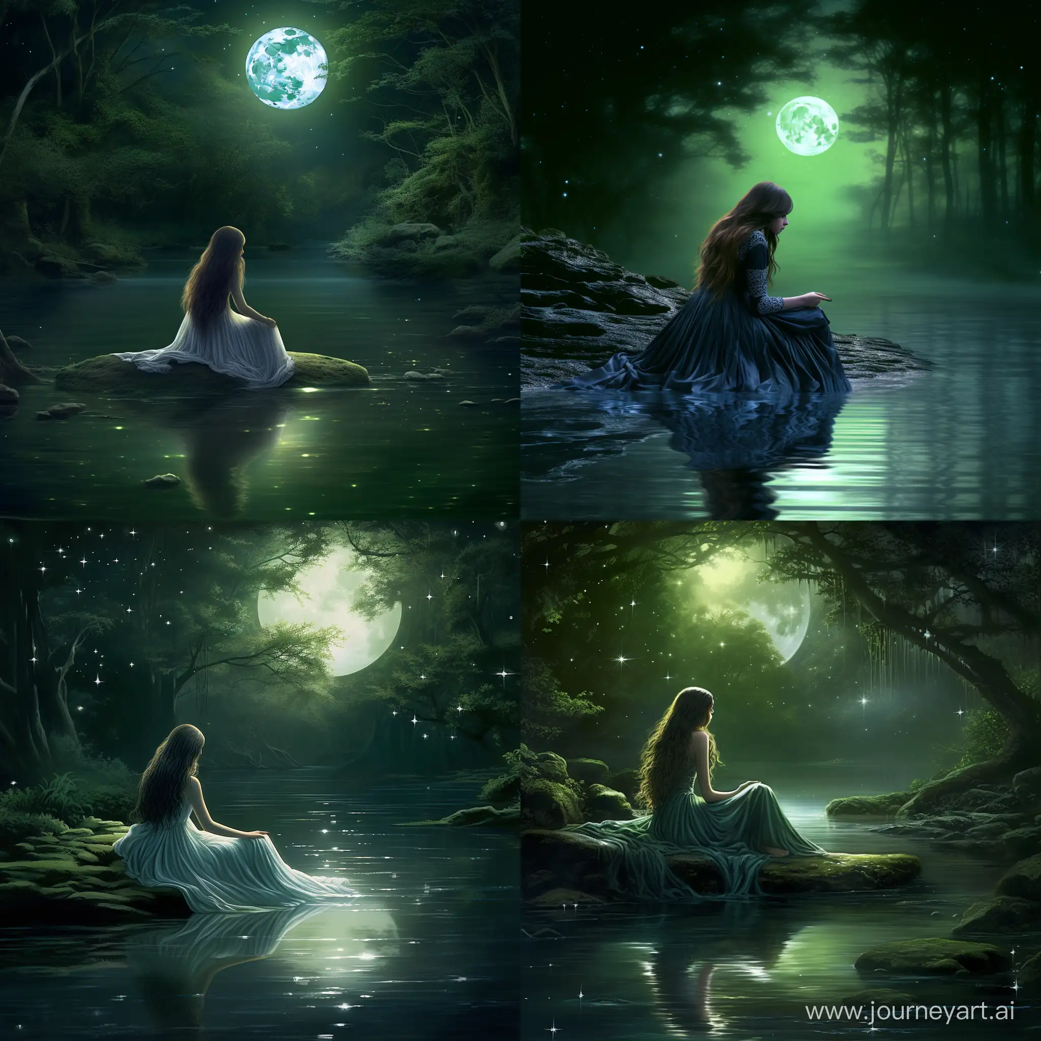 Enchanting-Moonlit-Scene-with-Graceful-Woman-by-the-Babbling-Stream