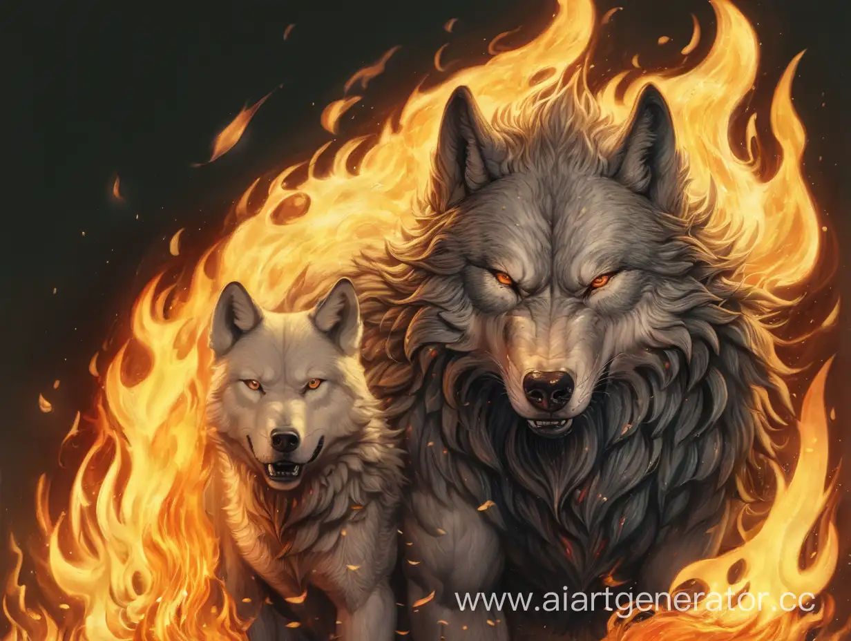 Majestic-Wolf-Illuminated-by-Fiery-Flames