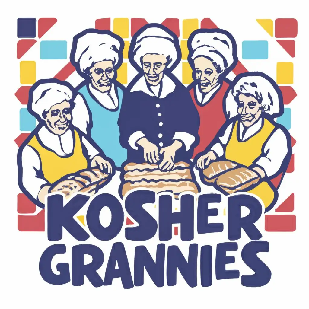 LOGO-Design-For-Kosher-Grannies-Vibrant-Yellow-Blue-Palette-with-Portuguese-Tileinspired-Typography