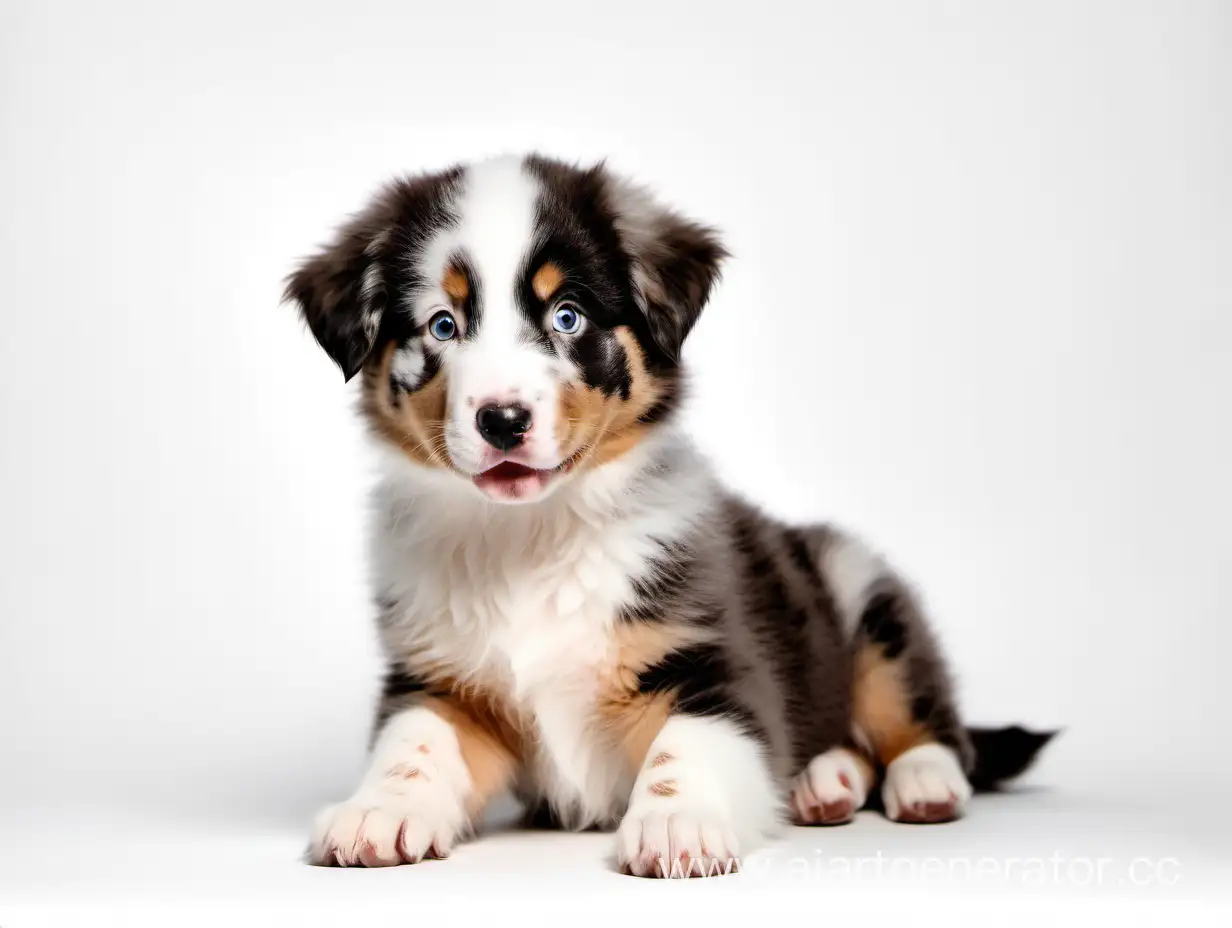 Adorable-FullGrown-Australian-Shepherd-Puppy-on-White-Background
