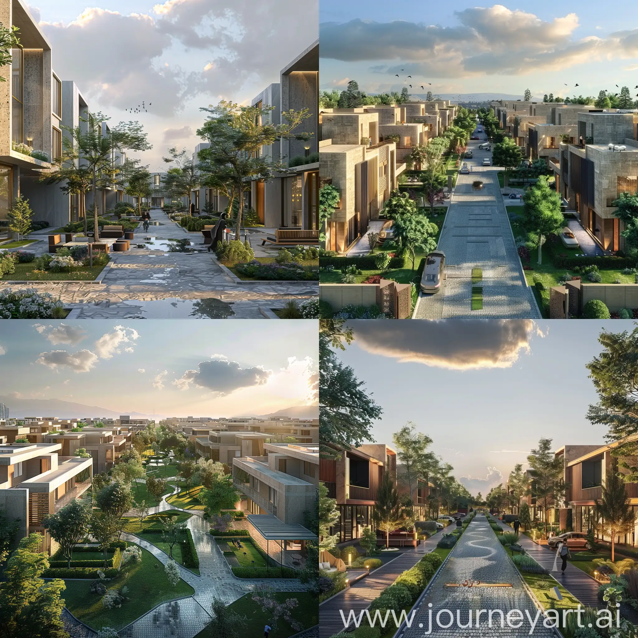 A residential town with an area of ​​10,000 square meters with an Iranian design and an Iranian feeling with green space