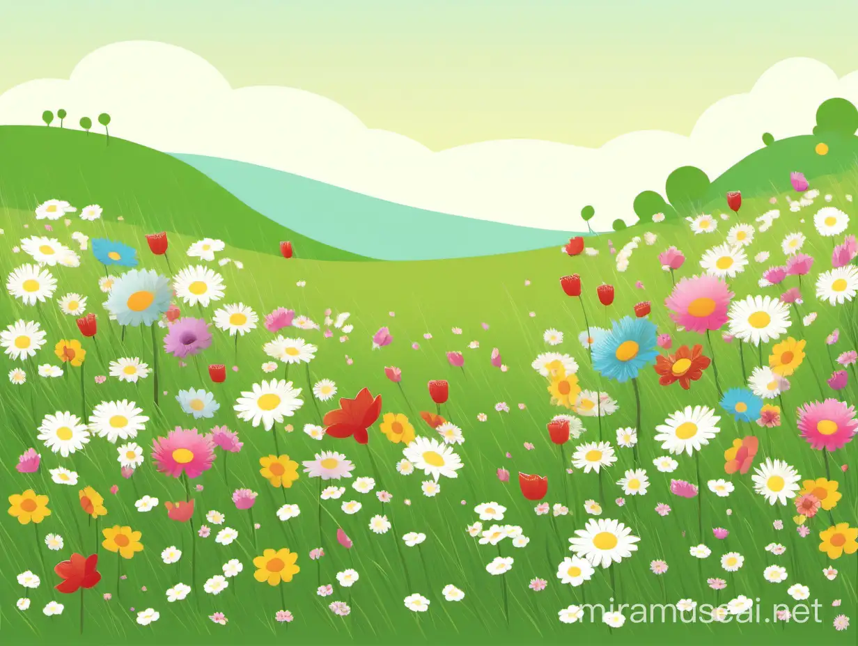 Vibrant Spring Meadow with Flourishing Wildflowers
