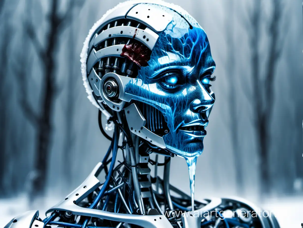 Frozen-Robot-with-Humanlike-Blue-Blood