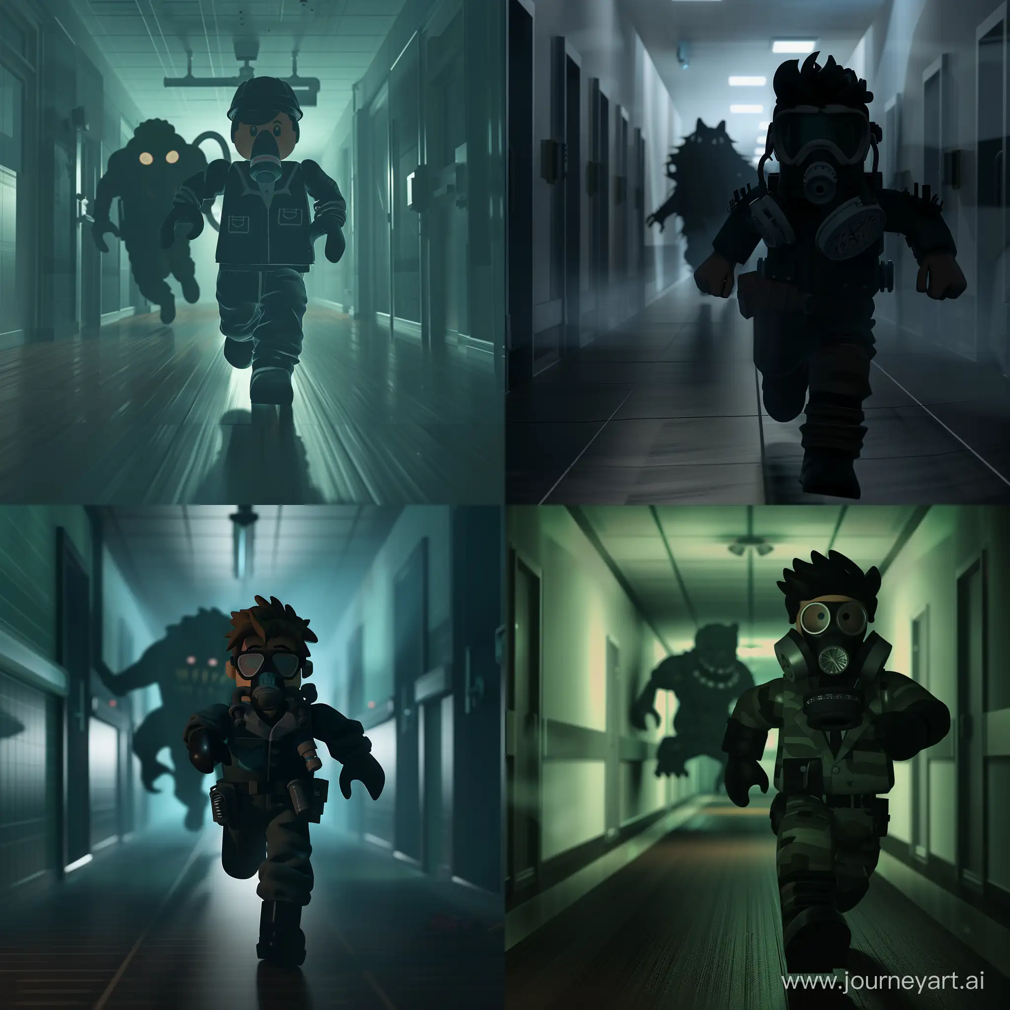 Scientist-Roblox-Avatar-Evading-SCP173-in-Dark-Hallway