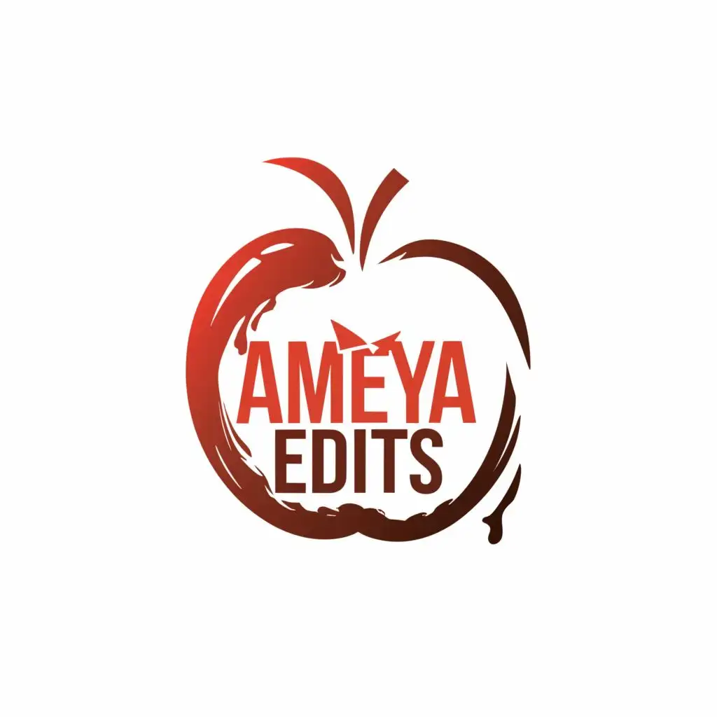 logo, apple eaten from one side, with the text "AMEYA EDITS", typography, be used in Travel industry