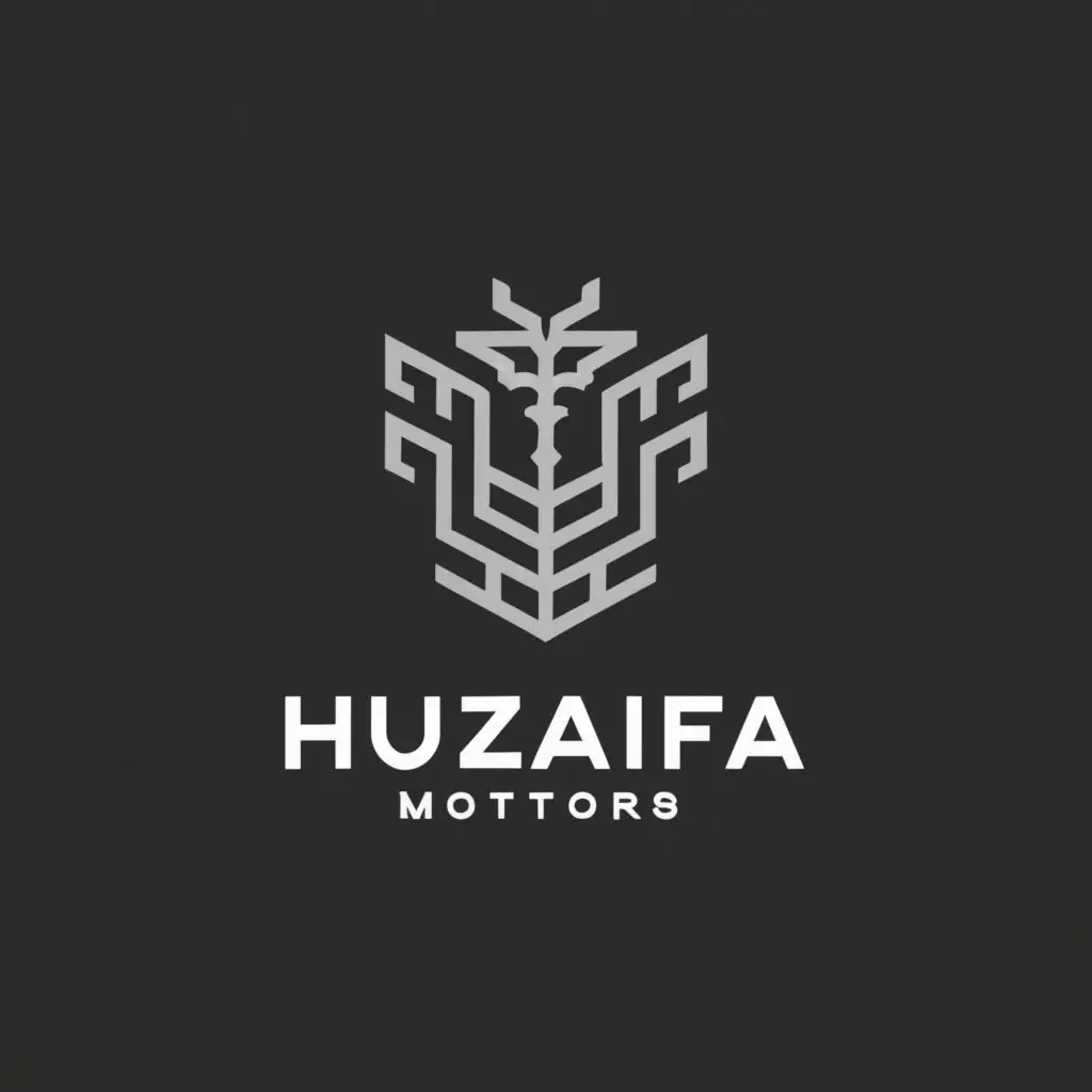 a logo design,with the text "Huzaifa Motors", main symbol:H,complex,clear background