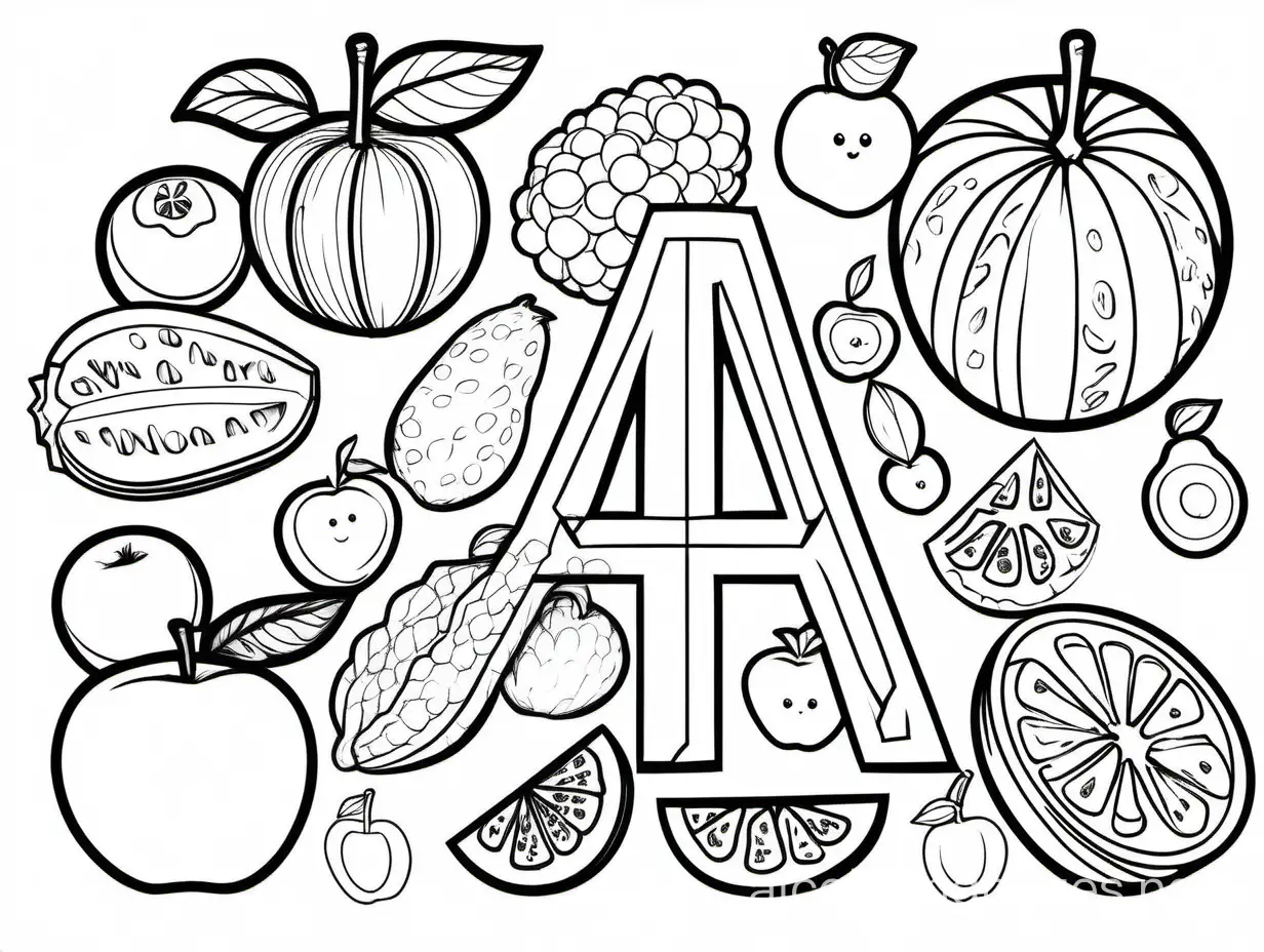 KidFriendly-Coloring-Page-Stylish-Alphabet-Letter-with-Fruit-Tracing-Activity