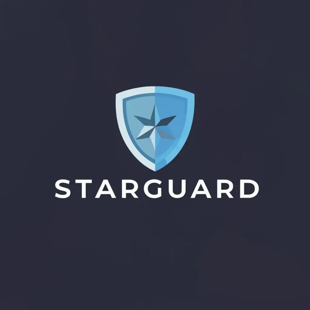 a logo design,with the text "StarGuard", main symbol:ice Shield,Minimalistic,clear background