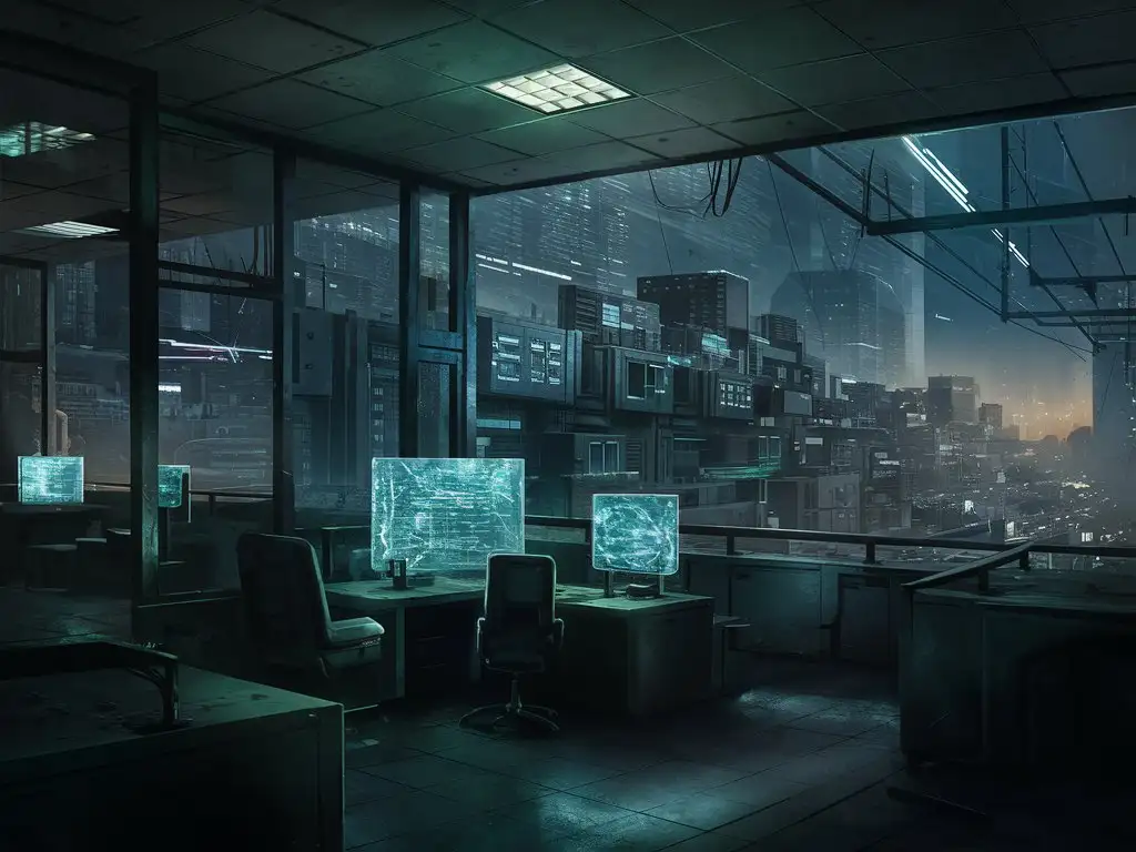 Futuristic-Cyberpunk-Empty-Office-in-a-Metropolis