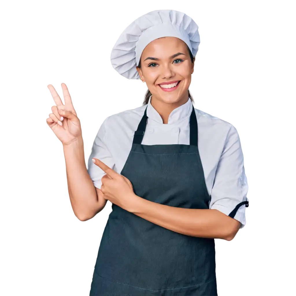 Mujer vestida de chef sonriendo 