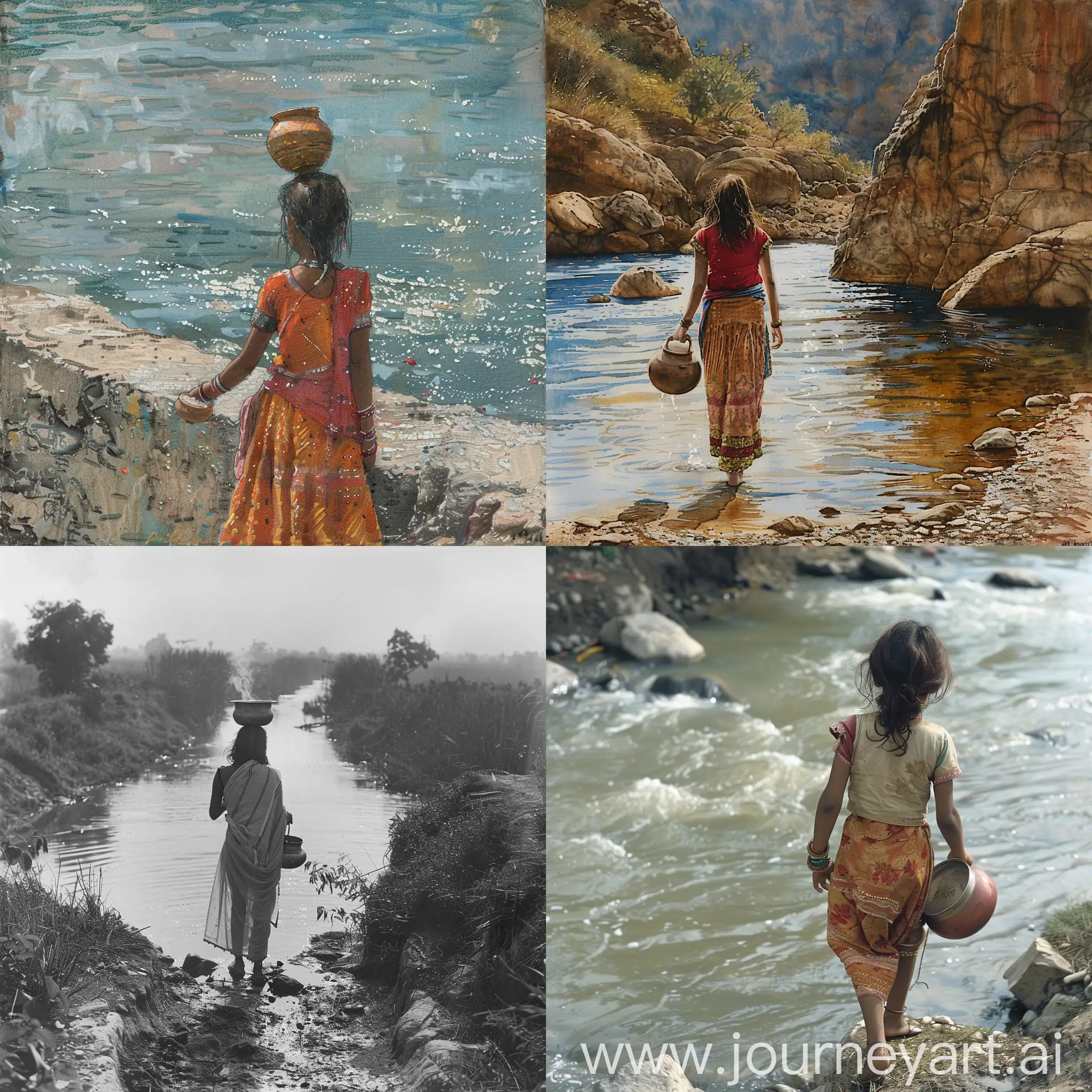 Indian-Girl-Carrying-Water-Pot-to-River