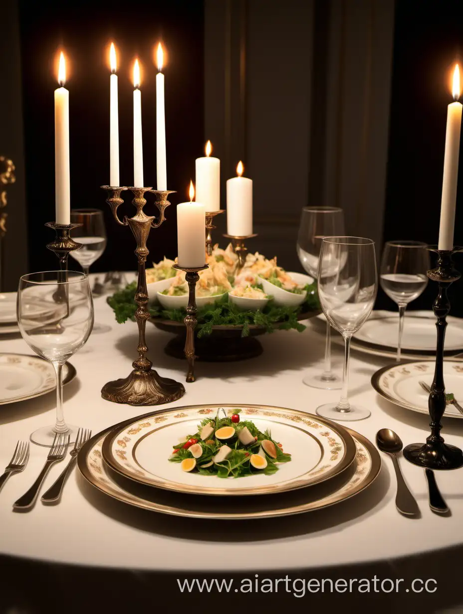 Elegant-Dinner-Setting-with-Olivier-Salad