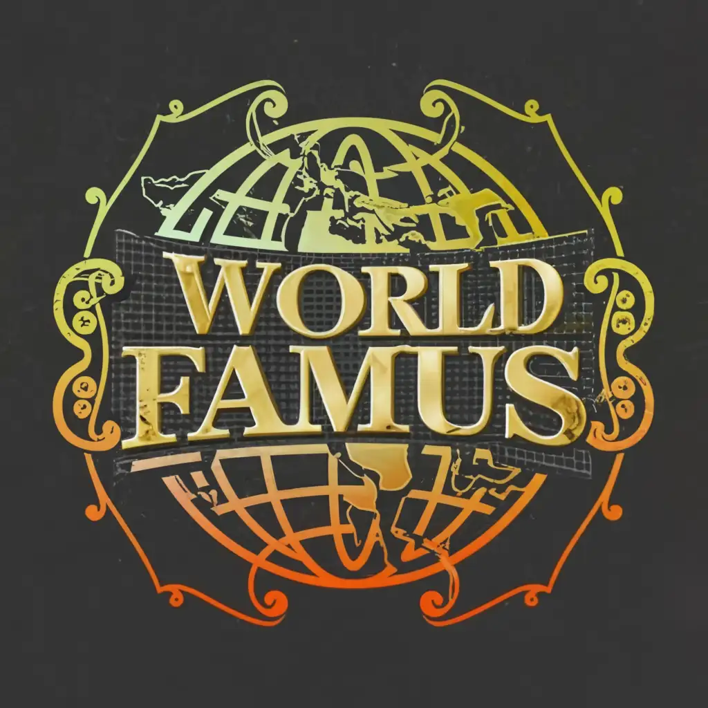 a logo design,with the text "world famous ", main symbol:world globe,Moderate,be used in Entertainment industry,clear background