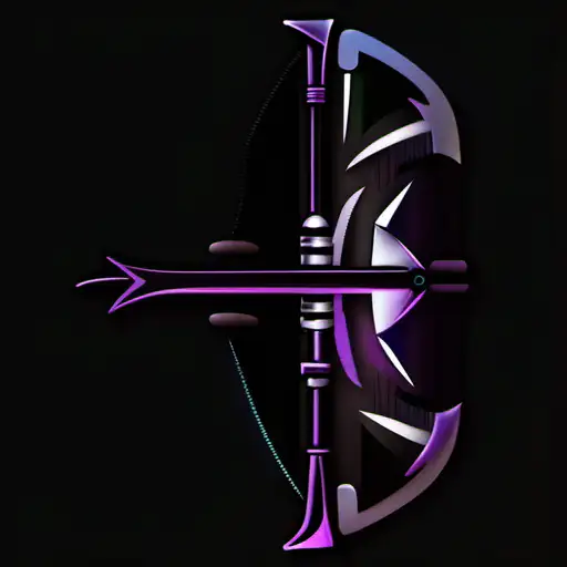 RPG Icon,
Silver bow and arrow, 
black background, 
speed