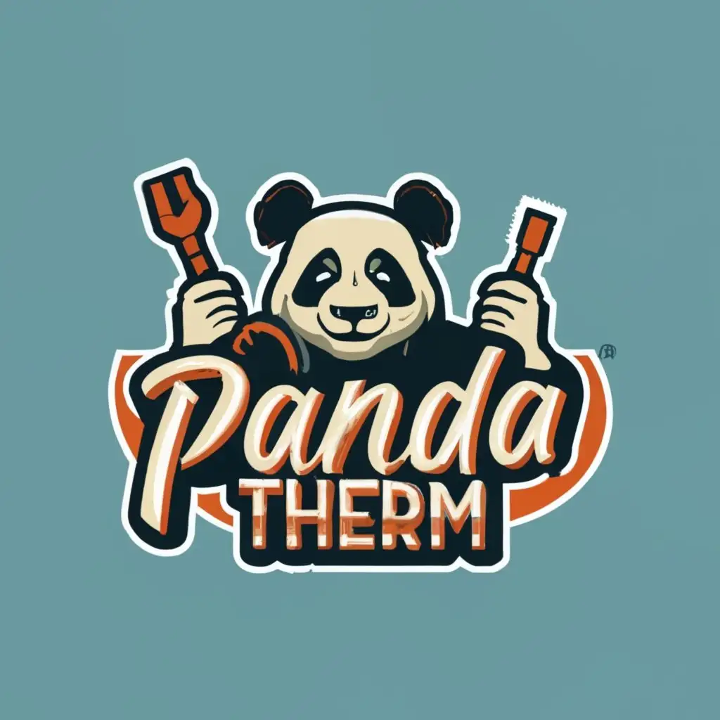 logo, Panda Plumber, with the text "Pandatherm", typography since 2016