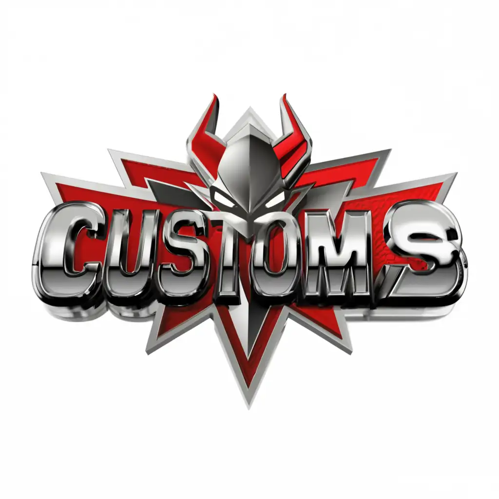 a logo design,with the text "customs ", main symbol:devil sliver  red,Moderate,be used in Automotive industry,clear background