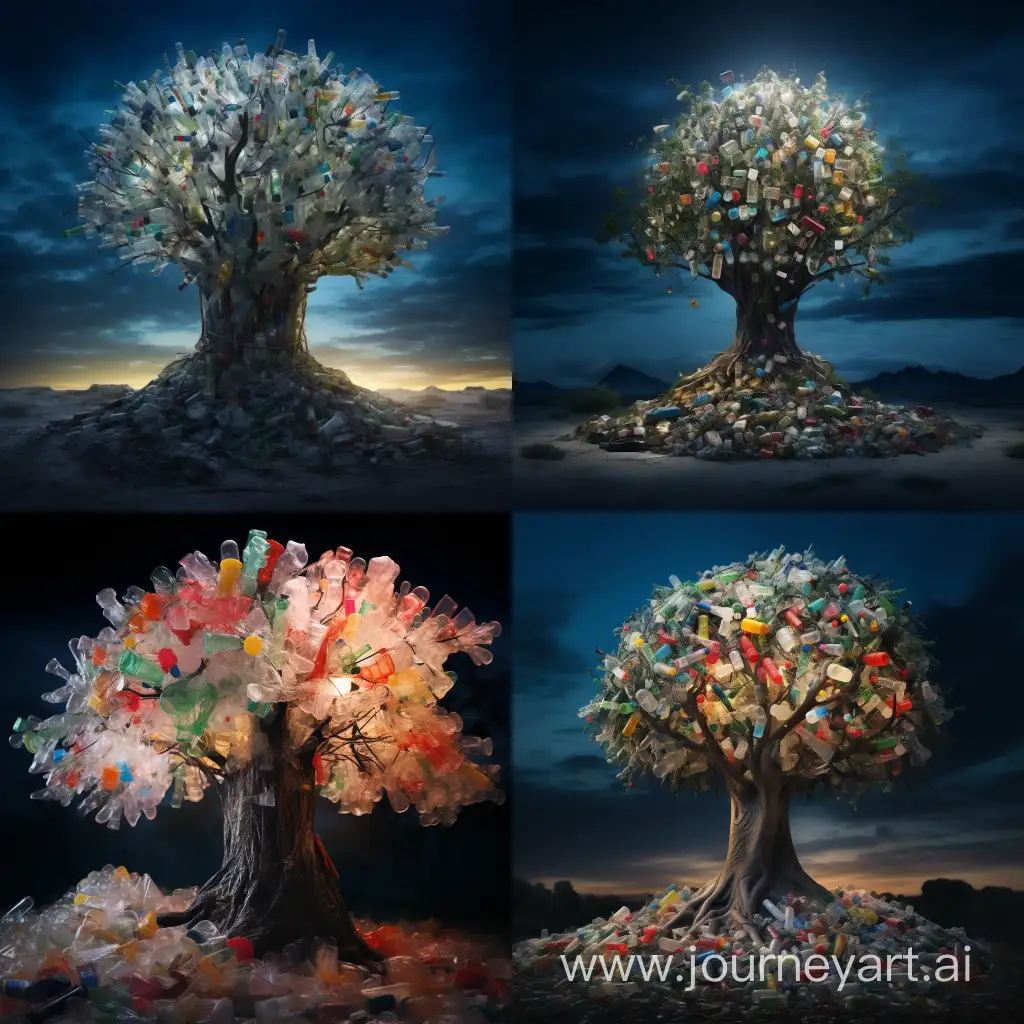 Environmental-Crisis-HyperDetailed-Image-of-Tree-Engulfed-in-Plastic-Waste
