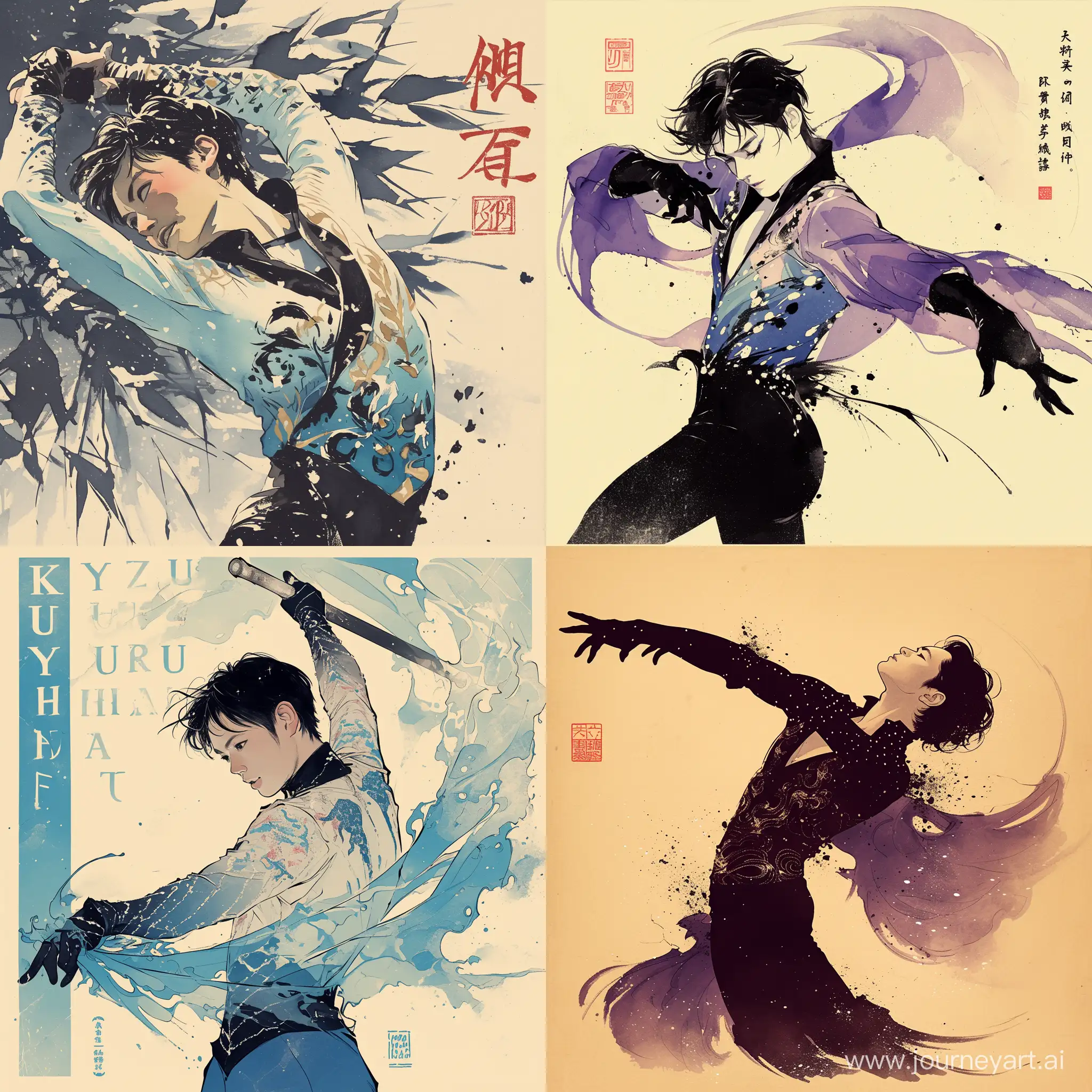 Yuzuru-Hanyu-Japanese-Figure-Skater-Sumie-Ink-Poster-Design