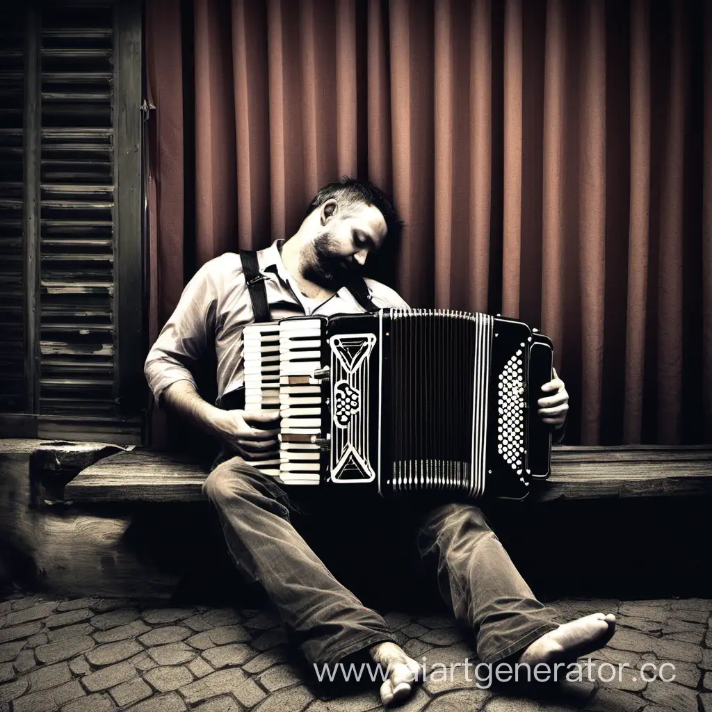 Man-Sleeping-Peacefully-with-Accordion