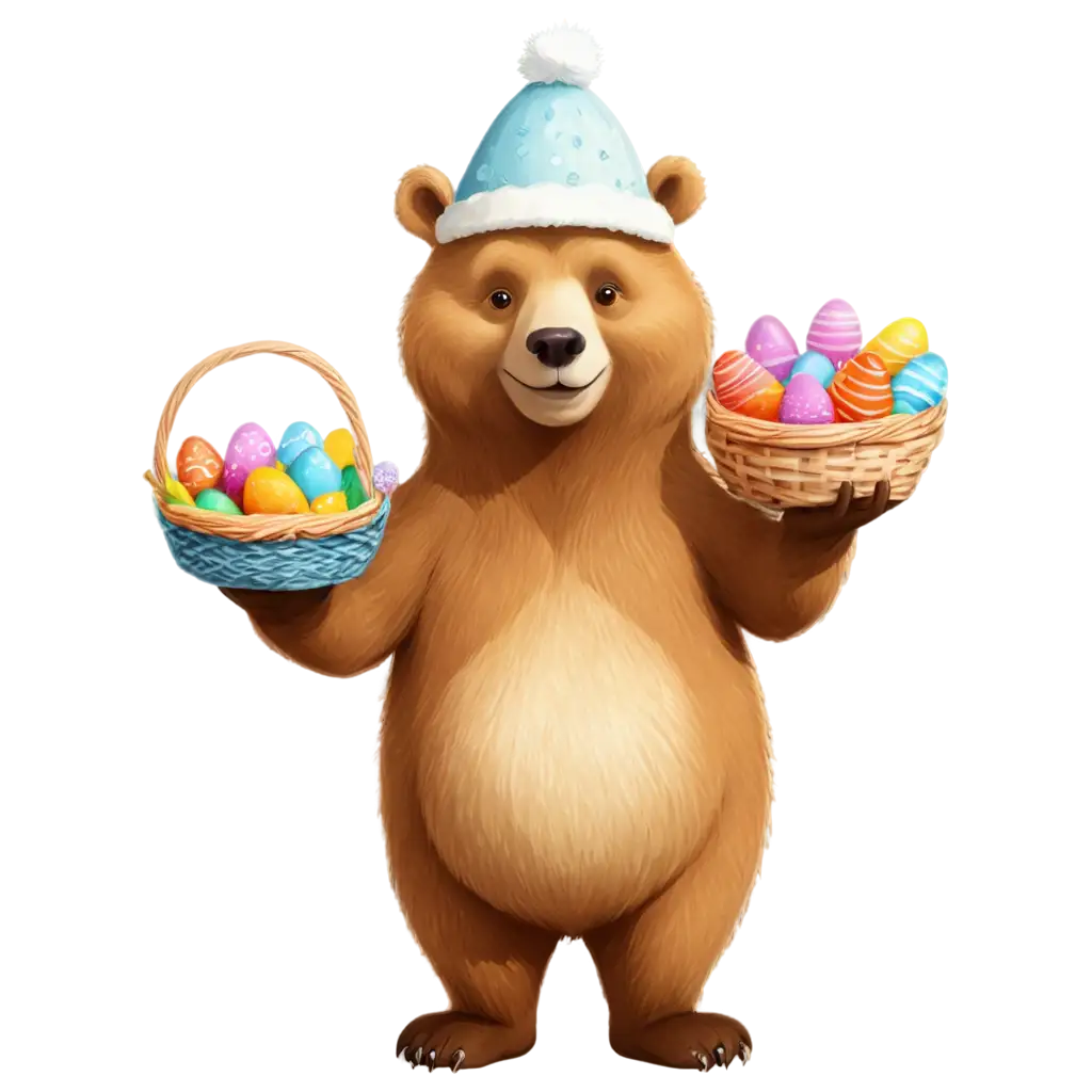 Cartoon-Bear-Holding-Kulich-and-Easter-Eggs-HighQuality-PNG-Image