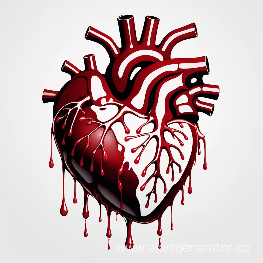 Vector-Illustration-of-Blood-Dripping-Human-Heart-on-White-Background